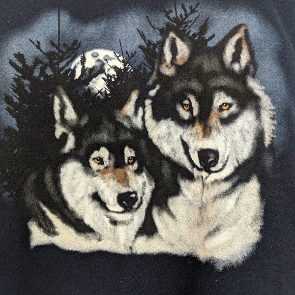 Early 2000s Outdoorsy Nature Oversized Wolf Graphic Sweatshirt - Picture 3 of 10
